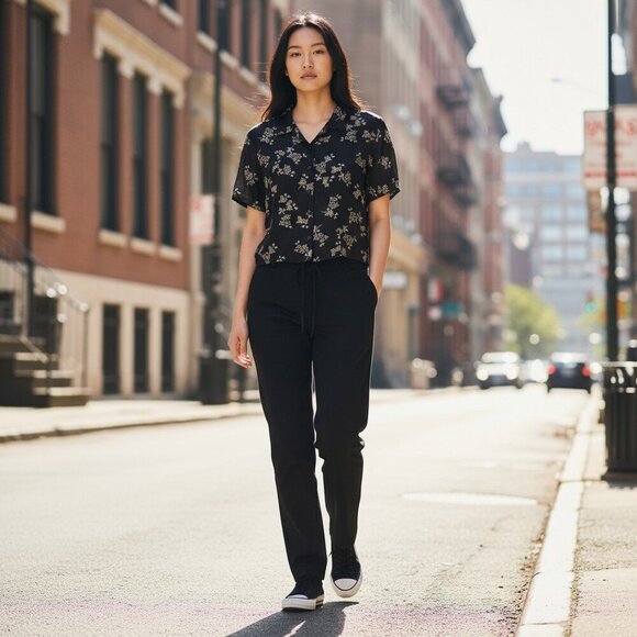 Ann Taylor Tops - Vintage Ann Taylor 100% Silk Floral Blouse Black Size 10 Made in India